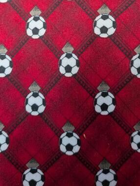 Parquet Red White Black Allover Soccer Ball Futbol Sports Pattern Men's Necktie